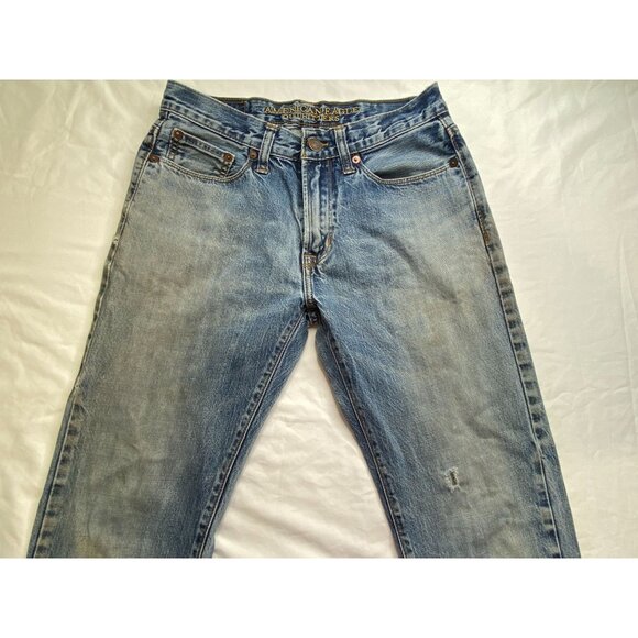 American Eagle Outfitters AEO Distressed Blue Denim Straight Jeans Men's size 29 - Picture 4 of 15
